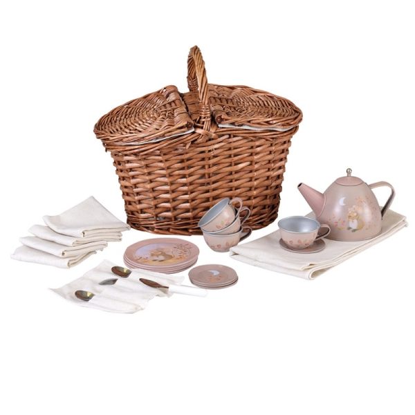 Set de ceai în coș de picnic Șoricelul, cu ceainic, cești și farfurii, Egmont Toys