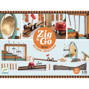 Set de construcție cu trasee și sunete Zig & Go Muzică, 52 de piese, Djeco