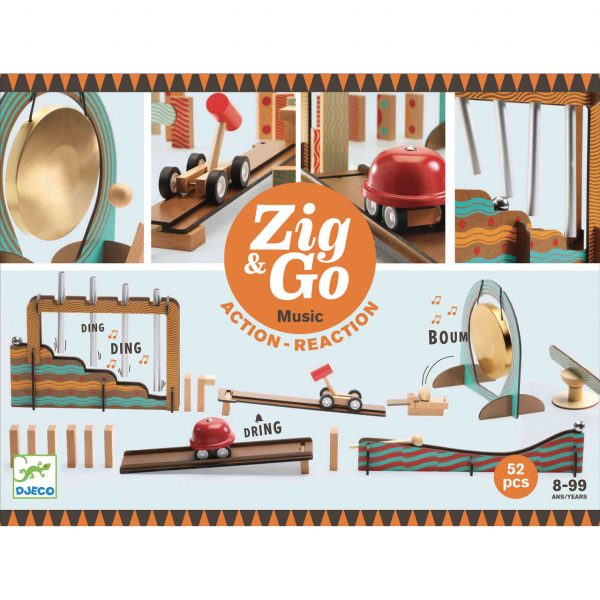 Set de construcție cu trasee și sunete Zig & Go Muzică, 52 de piese, Djeco