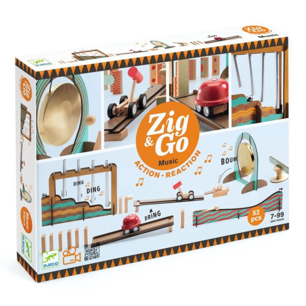 Set de construcție cu trasee și sunete Zig & Go Muzică, 52 de piese, Djeco