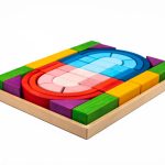 Set de construcție din lemn Arca Mare, cu 44 de piese colorate, lucrat manual, Marc toys