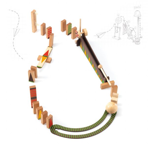 Set de construcție trasee cu reacție în lanț Zig & Go, 27 de piese din lemn, Djeco