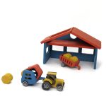 Set de construit fermă cu tractor, din lemn, cu lipici și accesorii, Croc toys