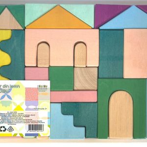 Set de cuburi colorate din lemn Mini Didu, pentru joc liber, lucrat manual, Marc toys