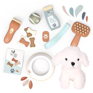 Set de îngrijire cățeluș de pluș, cu accesorii în valijoară, Speedy Monkey