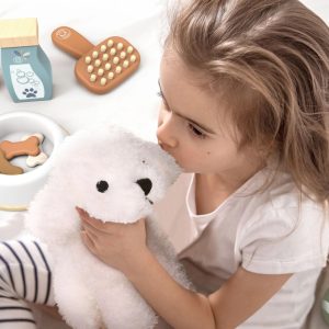 Set de îngrijire cățeluș de pluș, cu accesorii în valijoară, Speedy Monkey