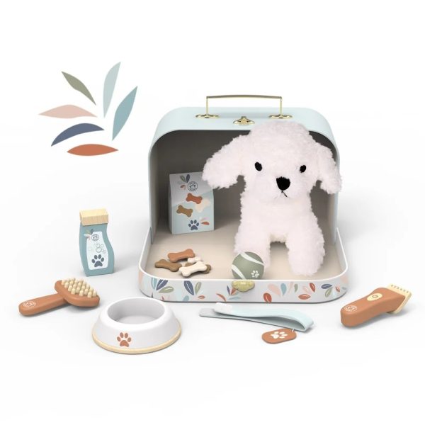 Set de îngrijire cățeluș de pluș, cu accesorii în valijoară, Speedy Monkey