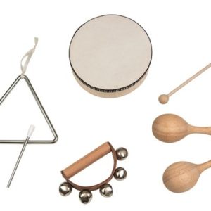 Set de instrumente muzicale: triangel, tamburină, clopoței și maracas, Egmont Toys
