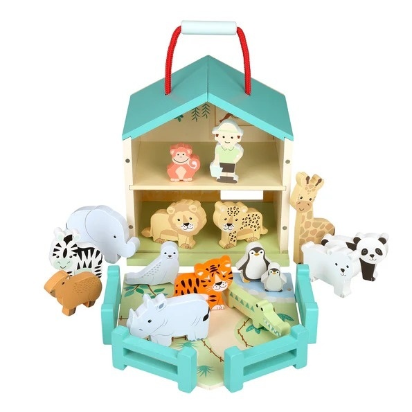Set de joacă magnetic din lemn, Grădina zoologică, cu animale, Orange Tree Toys