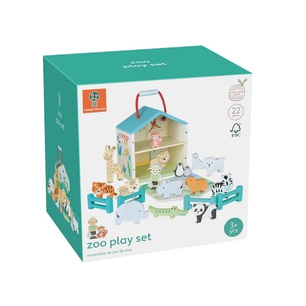 Set de joacă magnetic din lemn, Grădina zoologică, cu animale, Orange Tree Toys