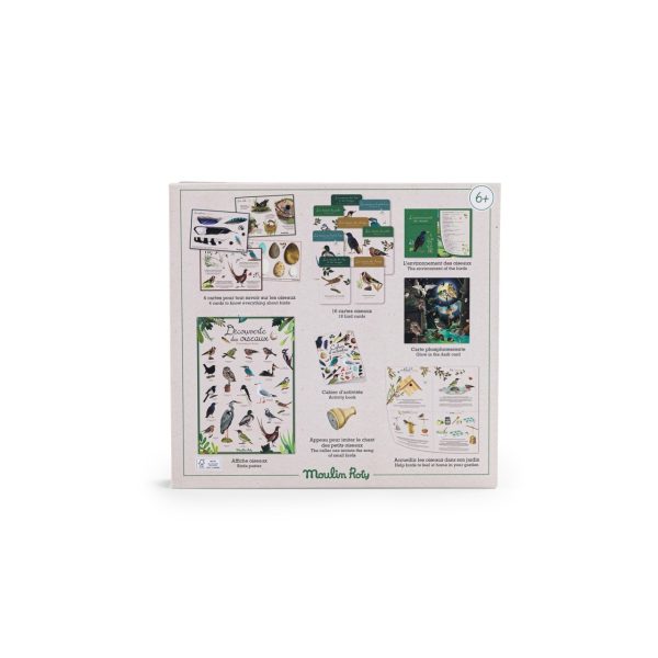 Set de ornitologie cu fluier, fișe de păsări și broșură, 26 de accesorii, Moulin Roty