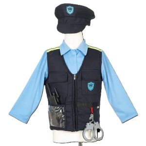 Set de polițist cu vestă, șapcă, cătușe, stație și baston, Souza!