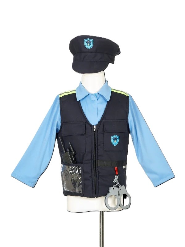 Set de polițist cu vestă, șapcă, cătușe, stație și baston, Souza!