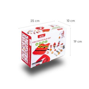 Set de pompier din lemn, cu vestă, șapcă, extinctor și accesorii, UMU Toys