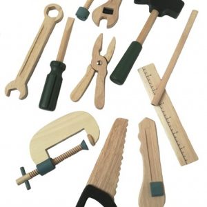 Set de unelte din lemn în cutie, cu 10 piese pentru meșteri mici, Egmont Toys