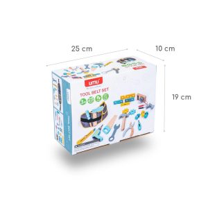 Set de unelte din lemn Micul mester, 25 de piese, cu centură reglabilă, UMU Toys