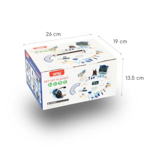 Set La veterinar din lemn cu câine, 37 de piese, geantă de transport, UMU Toys