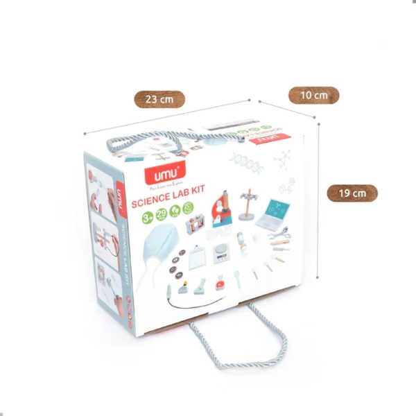Set Laborator de cercetare din lemn, 29 de piese, cu microscop, UMU Toys