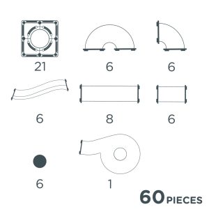 Set magnetic de construcție cu circuit pentru bile Compact, 60 de piese, Cleverclixx
