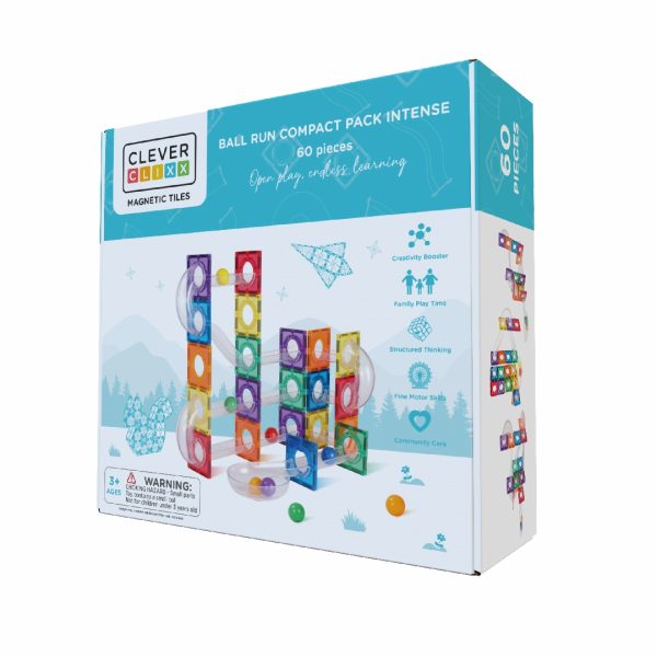 Set magnetic de construcție cu circuit pentru bile Compact, 60 de piese, Cleverclixx Set magnetic de construcție cu circuit pentru bile Compact, 60 de piese, Cleverclixx