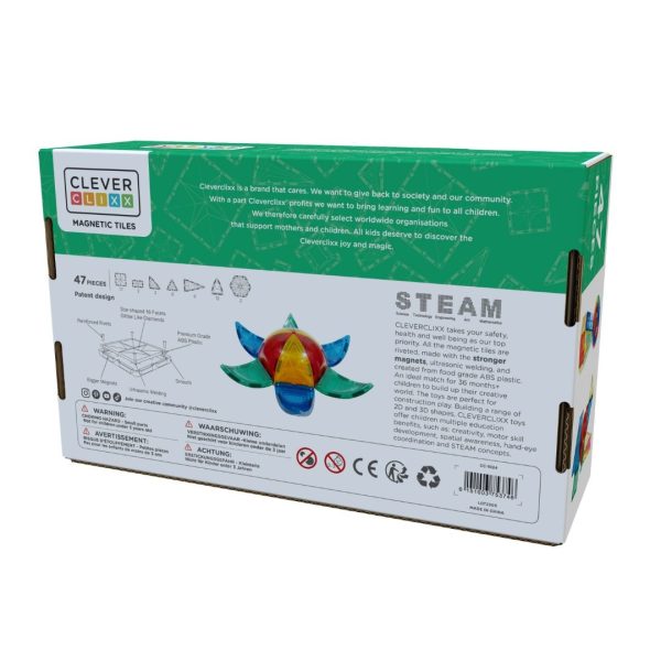 Set magnetic de construcție Dome cu piese curbate, 47 de piese, Cleverclixx