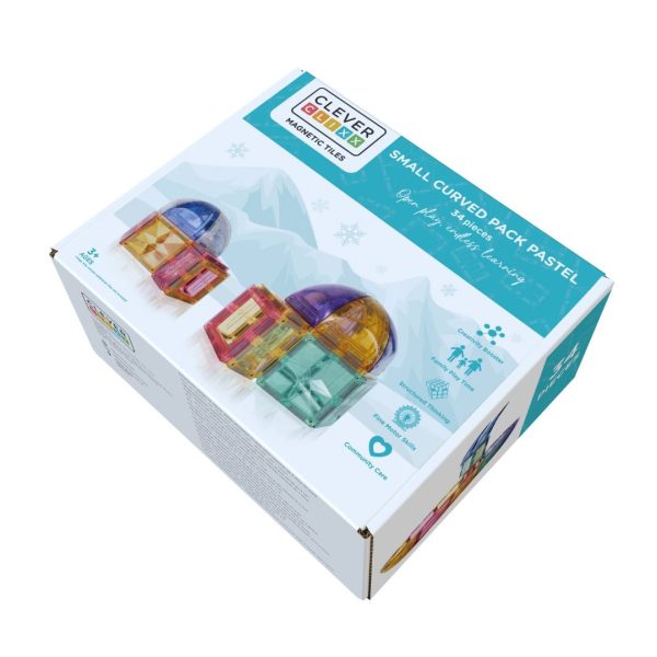 Set magnetic de construcție Dome pastel cu piese curbate, 34 de piese, Cleverclixx