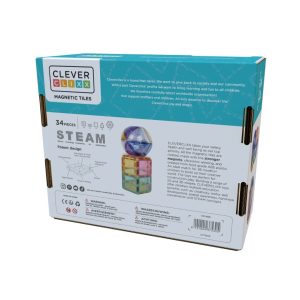 Set magnetic de construcție Dome pastel cu piese curbate, 34 de piese, Cleverclixx