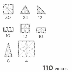 Set magnetic de construcție Inventiv, 110 piese de forme diverse, Cleverclixx