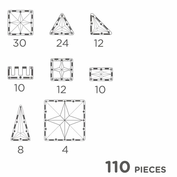 Set magnetic de construcție Inventiv, 110 piese de forme diverse, Cleverclixx
