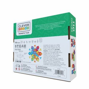 Set magnetic de construcție Inventiv, 110 piese de forme diverse, Cleverclixx