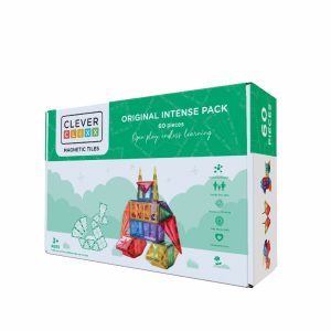 Set magnetic de construcție Inventiv, 60 de piese de forme diverse, Cleverclixx