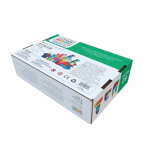 Set magnetic de construcție Inventiv, 60 de piese de forme diverse, Cleverclixx