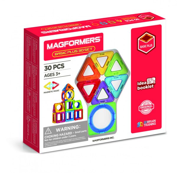 Set magnetic de construcție Magformers Basic Plus, 30 de piese cu forme variate, Clicstoys Set magnetic de construcție Magformers Basic Plus, 30 de piese cu forme variate, Clicstoys