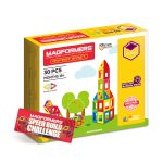 Set magnetic de construcție Magformers cu 30 de piese pătrate și triunghiulare, Clicstoys