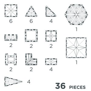 Set magnetic de construcție Pastel, 36 de piese, Cleverclixx