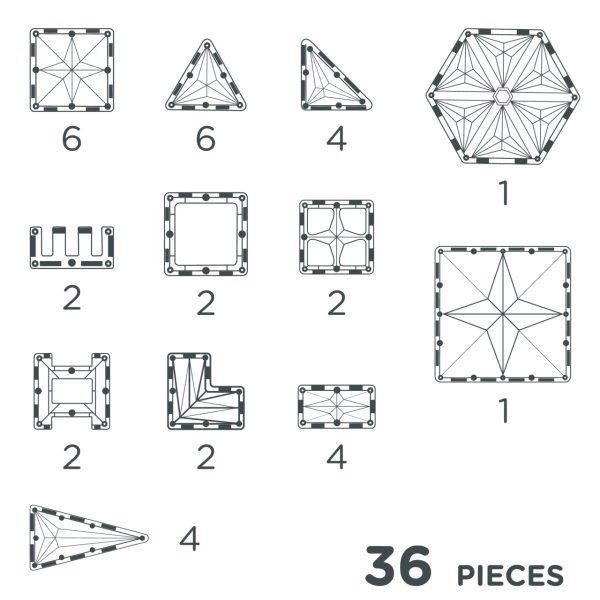 Set magnetic de construcție Pastel, 36 de piese, Cleverclixx