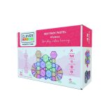 Set magnetic de construcție Pastel Geo, 45 de piese cu forme geometrice, Cleverclixx