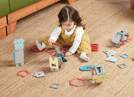 Set magnetic de construit animale 3D, cu 40 de piese, Clicstoys