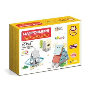 Set magnetic de construit animale 3D, cu 40 de piese, Clicstoys