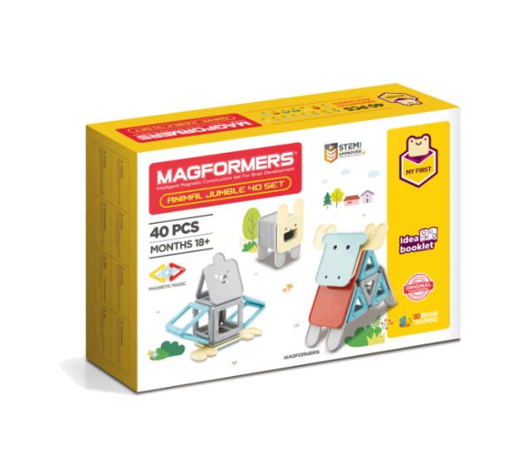 Set magnetic de construit animale 3D, cu 40 de piese, Clicstoys