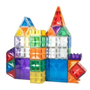 Set magnetic de construit cu 125 de piese, cu bonus piese glitter, Cleverclixx