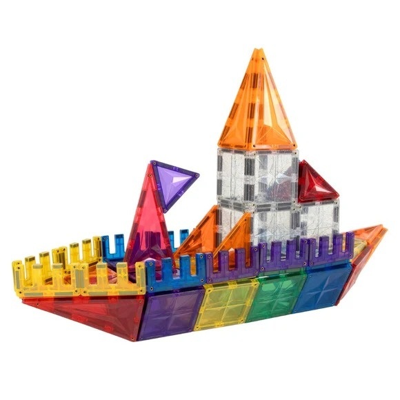 Set magnetic de construit cu 125 de piese, cu bonus piese glitter, Cleverclixx