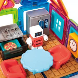 Set magnetic Magformers Bucătărie, 33 de piese și cartonașe model, Clicstoys