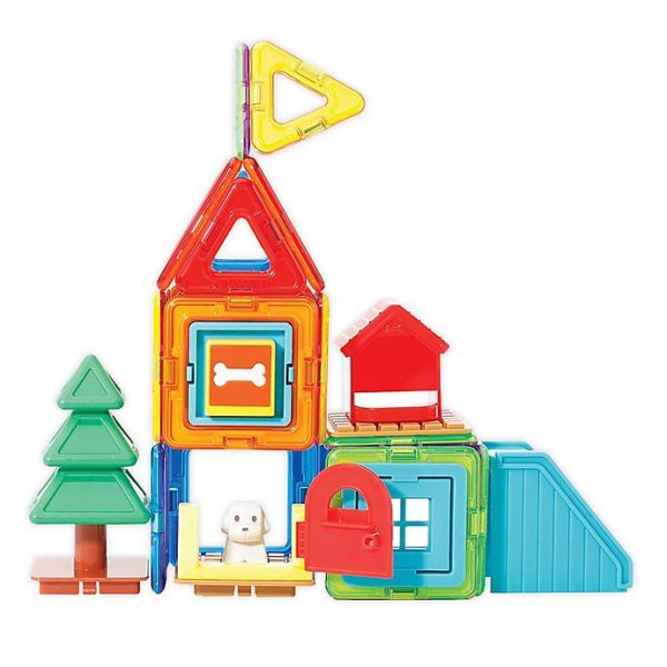 Set magnetic Magformers Casa Milo, 33 de piese și cartonașe model, Clicstoys