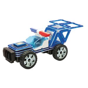 Set magnetic Magformers cu tema poliției, piese pătrate și triunghiulare, Clicstoys