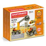 Set magnetic Magformers pentru șantier, cu piese pătrate și triunghiulare, Clicstoys