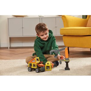 Set magnetic Magformers pentru șantier, cu piese pătrate și triunghiulare, Clicstoys