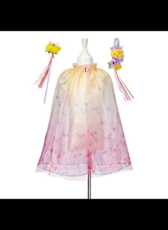 Set pelerină fluture cu bentiță florală și baghetă magică, Souza!