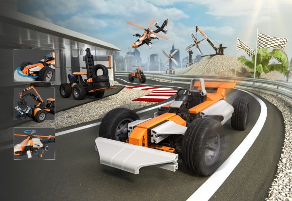 Set STEM de construcție cu 375 de piese și 10 modele, Fischertechnik