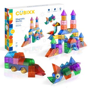 Set STEM de cuburi magnetice de construit Cubixx, 64 de piese, Clicstoys